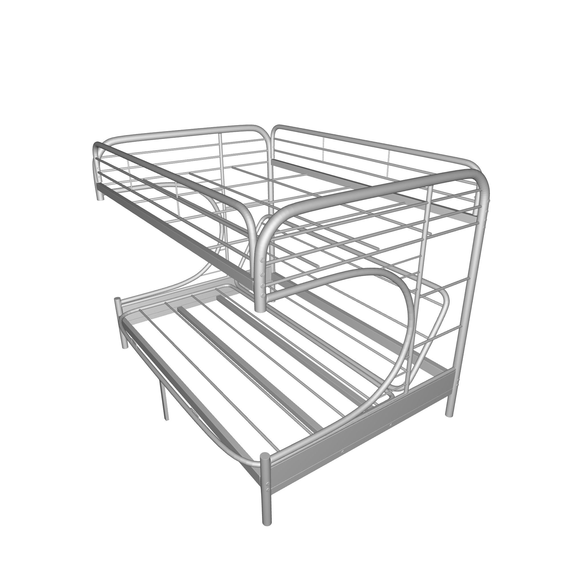 Queen Futon Bunk Bed 3D model_3