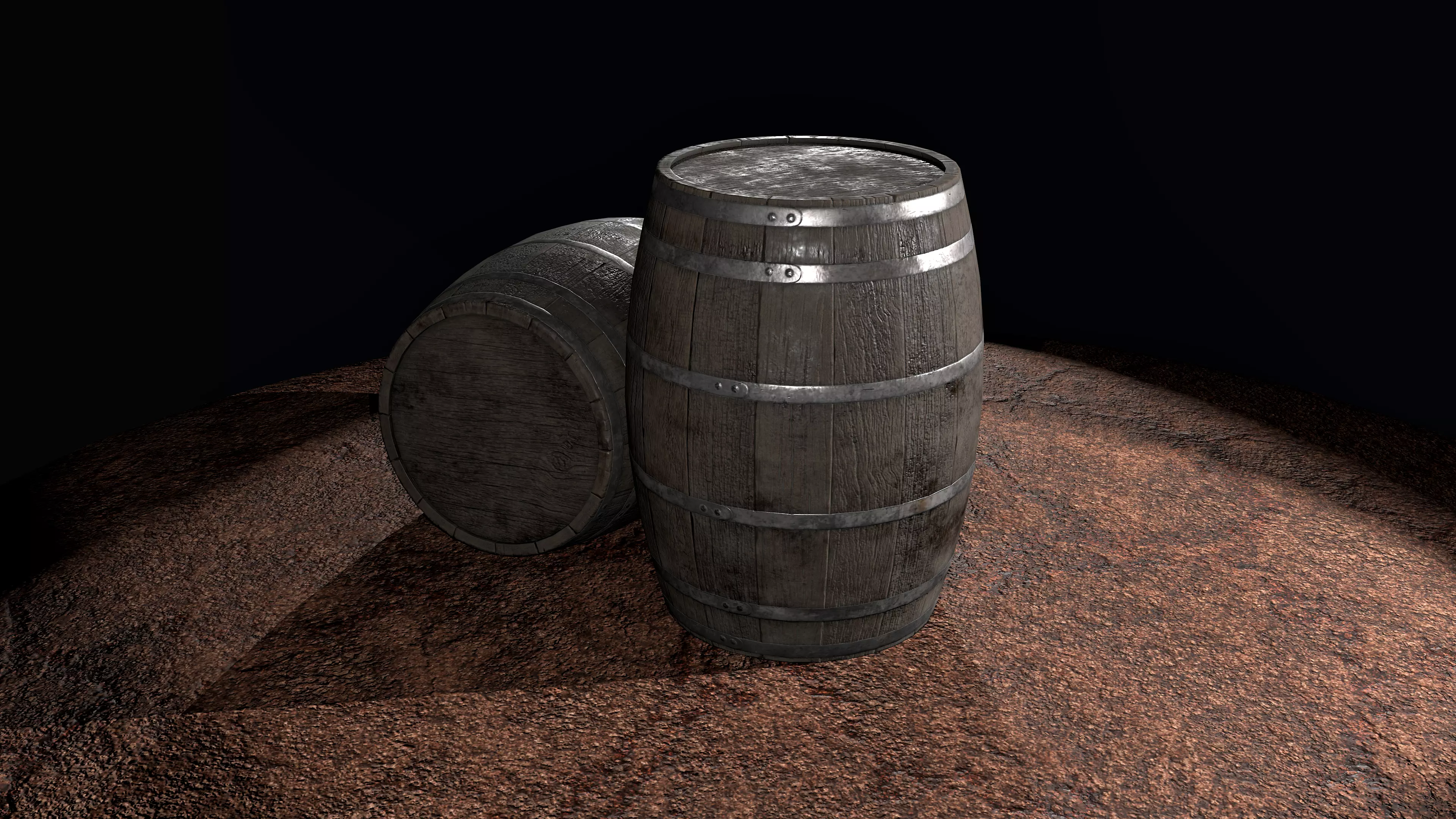Wooden barrel - low-poly 3d model - game ready Free low-poly 3D model