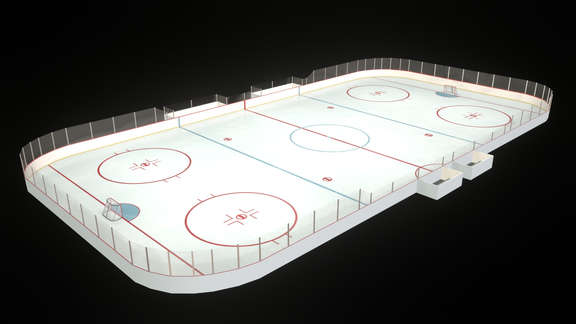 Ice Hockey Rink Low-poly 3D model_4