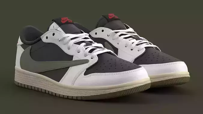 Travis Scott x Air Jordan Olive Low-poly 3D model