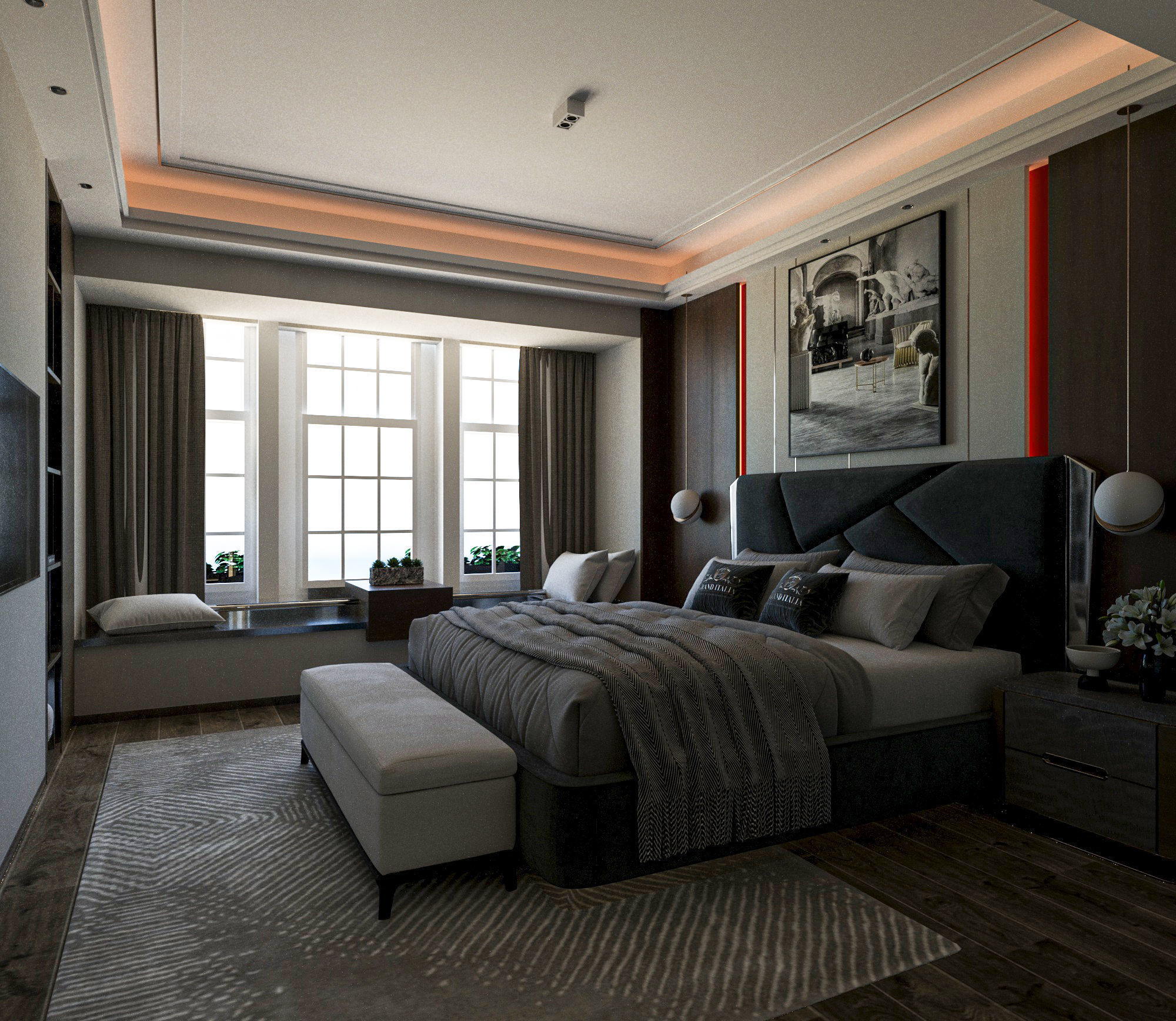 Indulge in Opulent Luxury with This 3D Bedroom Model 3D model_1
