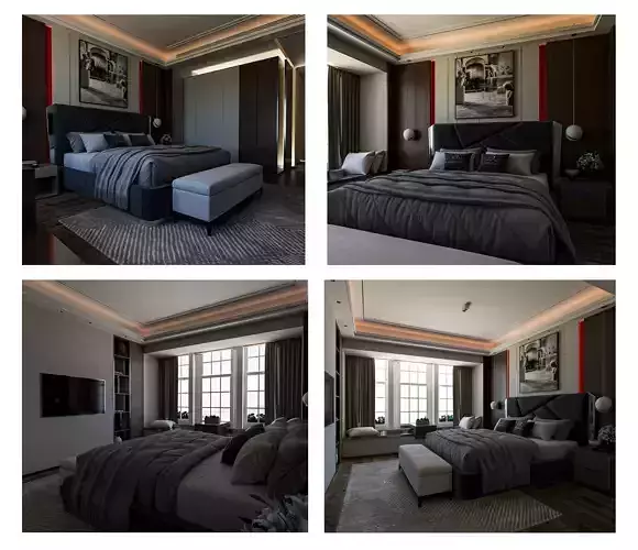 Indulge in Opulent Luxury with This 3D Bedroom Model 3D model