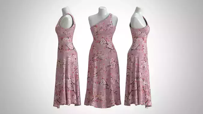 Woman Dress 2 Pink Flower Blossom
