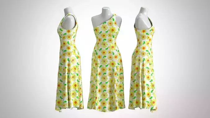 Woman Dress 2 Yellow Leaf
