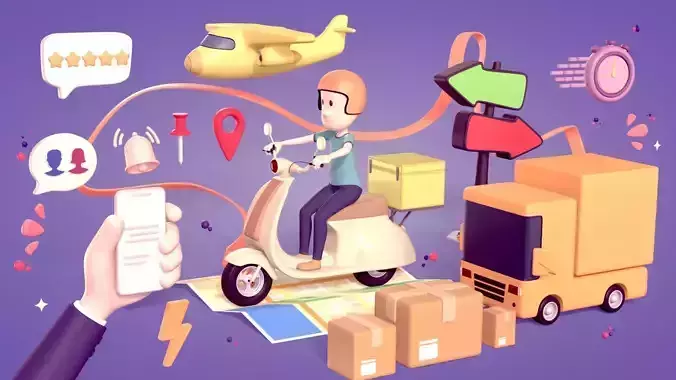 Cartoon Transport Pack - Scooter Plane Truck smartphone Hand Man Low-poly 3D model Cartoon Transport Pack - Scooter Plane Truck smartphone Hand Man Low-poly 3D model