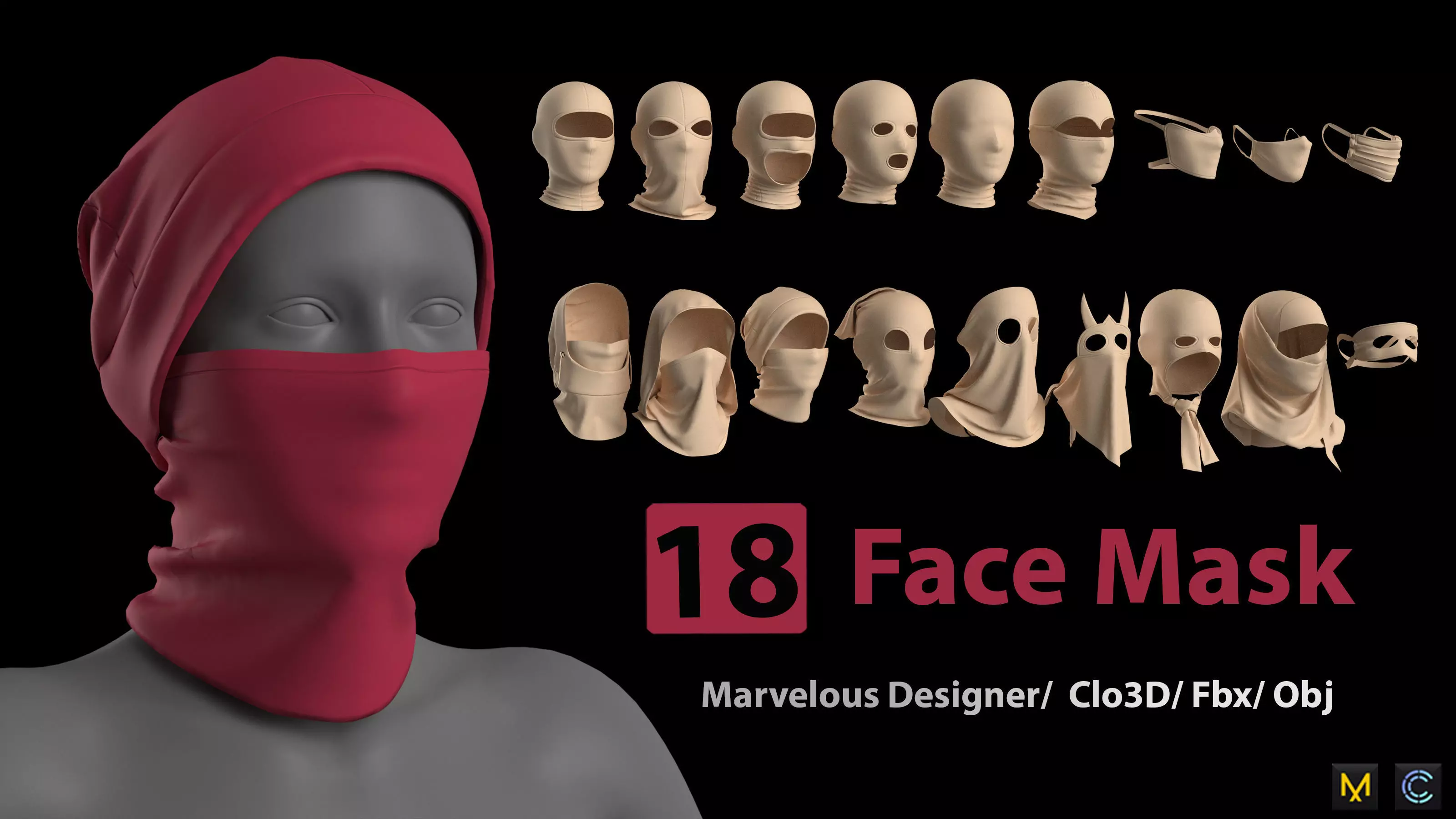18 Face Mask 3D model_0