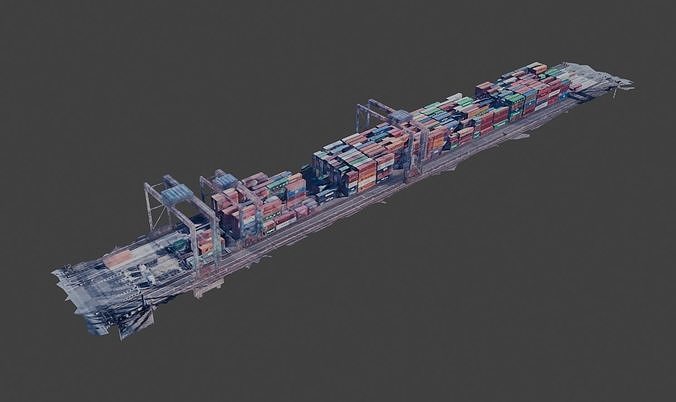 low poly containers exported from google maps 3d data Free 3D model