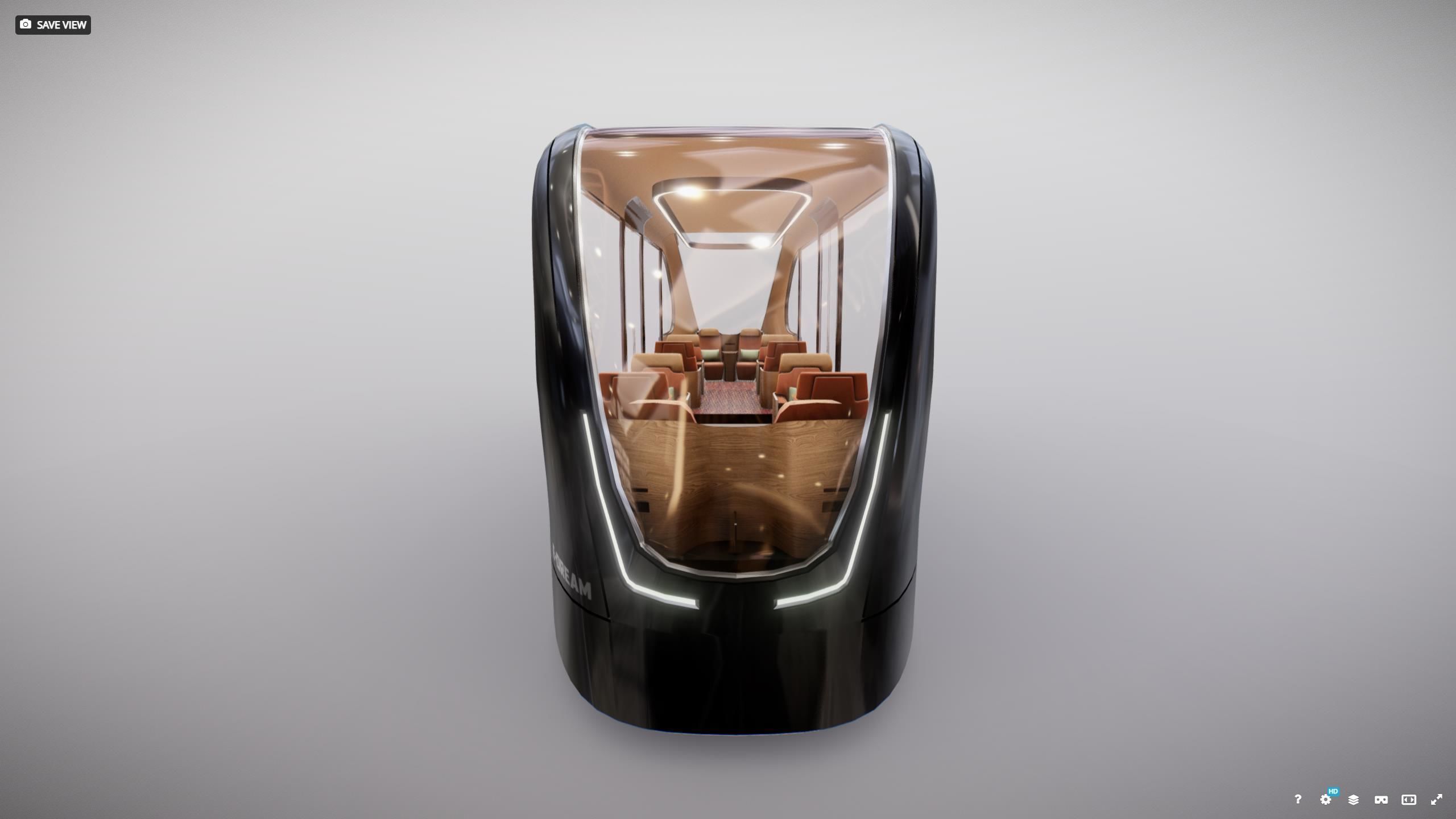 M0022 Medium poly vehicle 3d model Futuristic Tram Low-poly 3D model_6