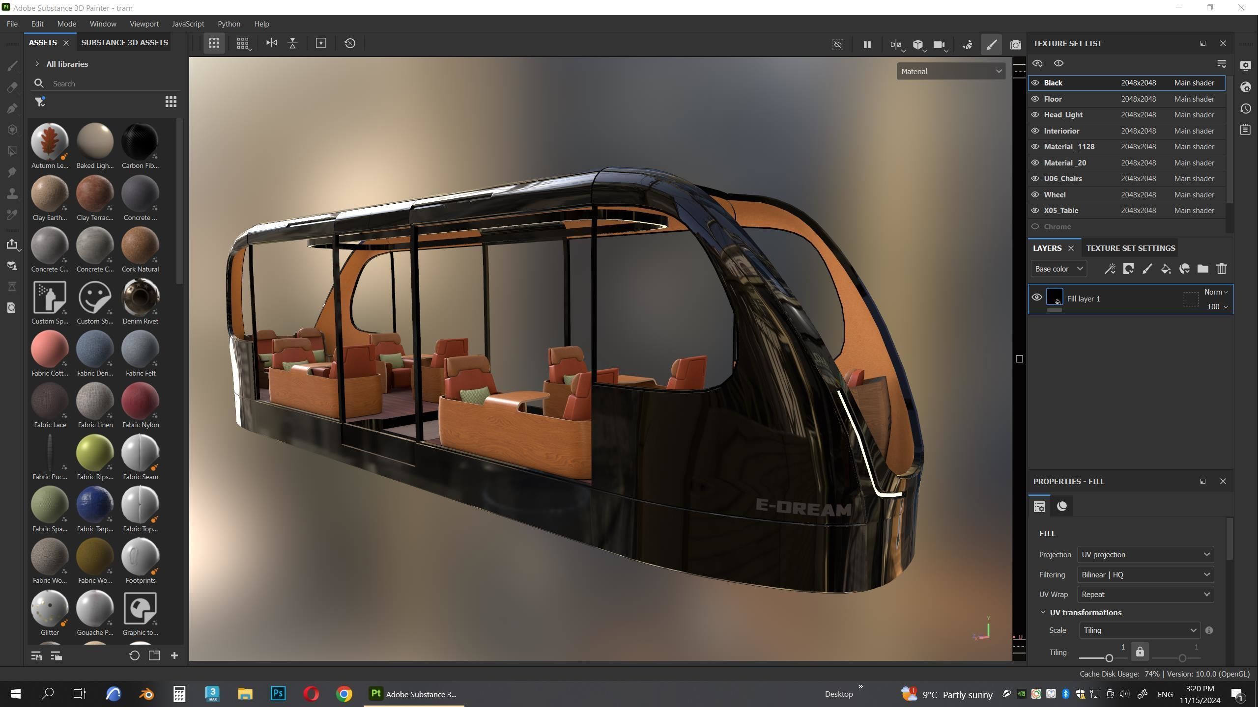 M0022 Medium poly vehicle 3d model Futuristic Tram Low-poly 3D model_15