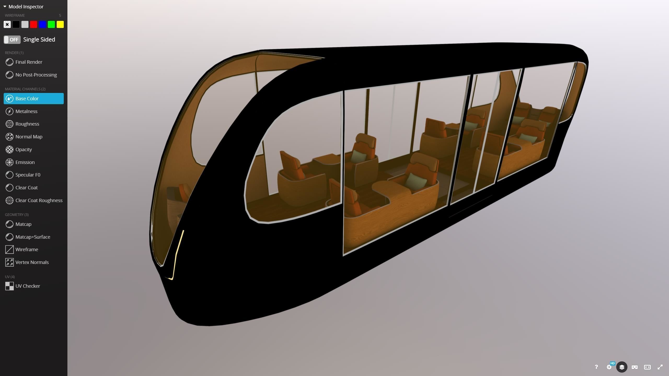 M0022 Medium poly vehicle 3d model Futuristic Tram Low-poly 3D model_8