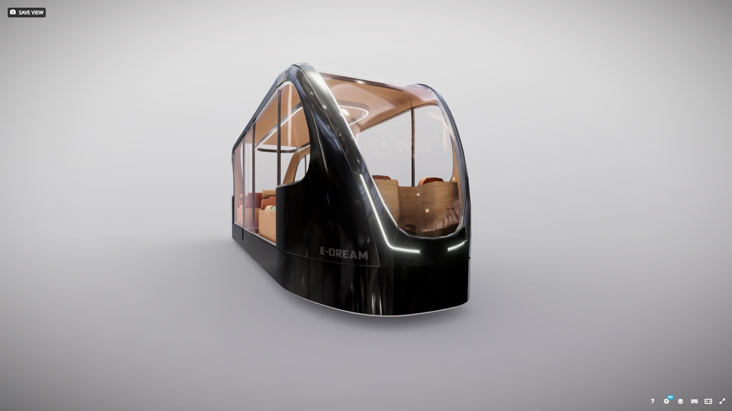 M0022 Medium poly vehicle 3d model Futuristic Tram Low-poly 3D model_4