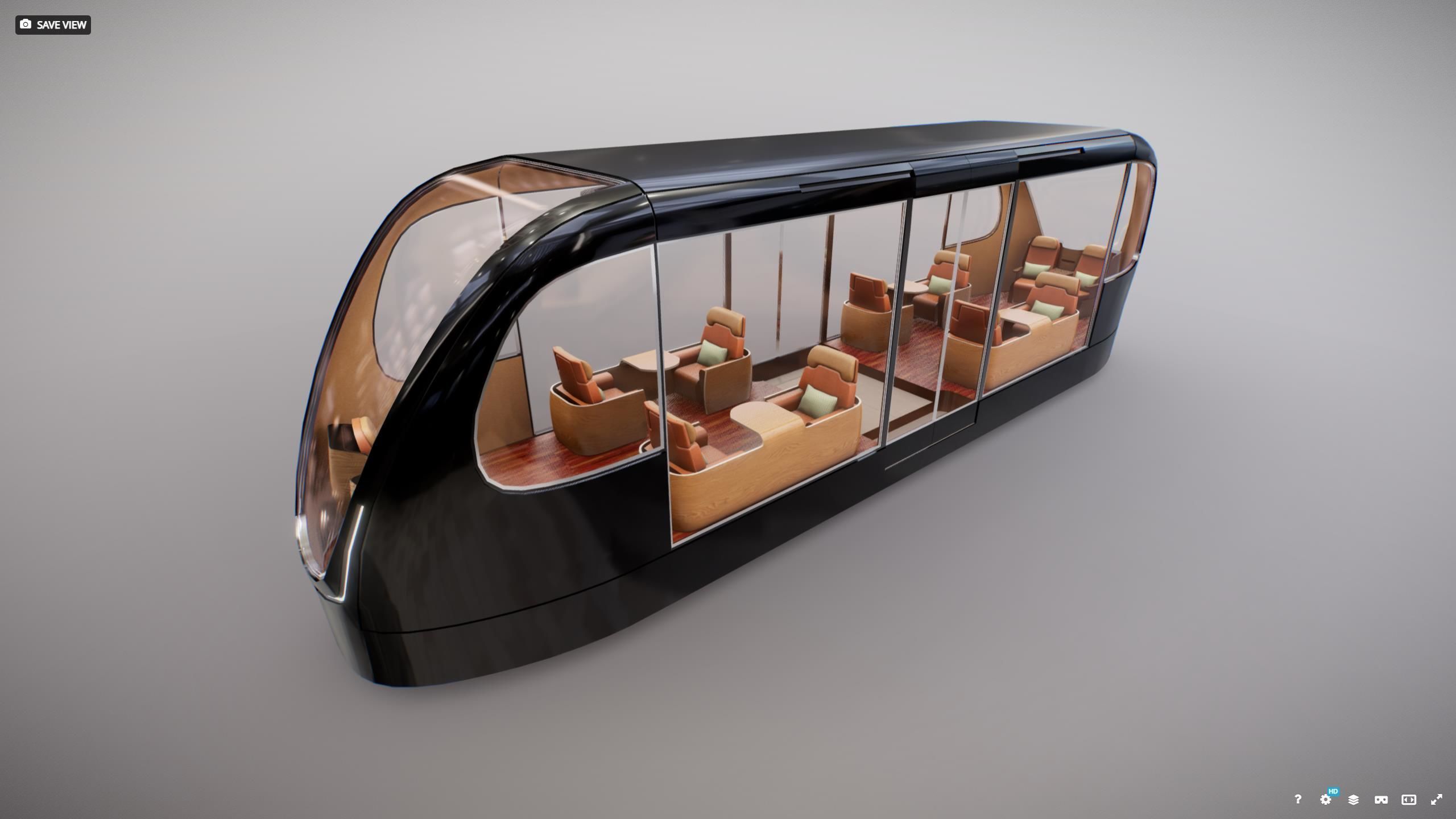 M0022 Medium poly vehicle 3d model Futuristic Tram Low-poly 3D model_7