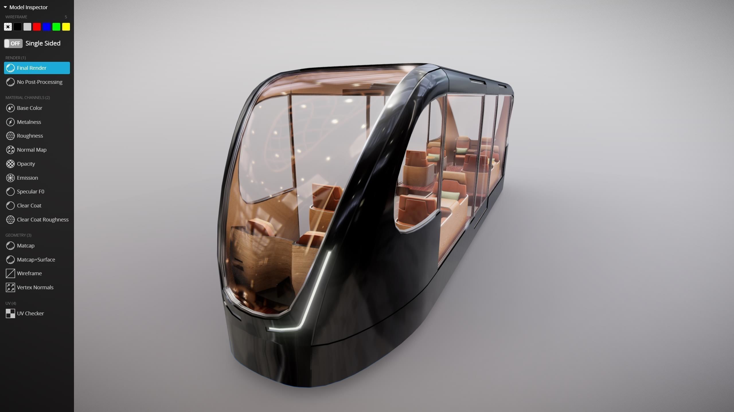 M0022 Medium poly vehicle 3d model Futuristic Tram Low-poly 3D model_14