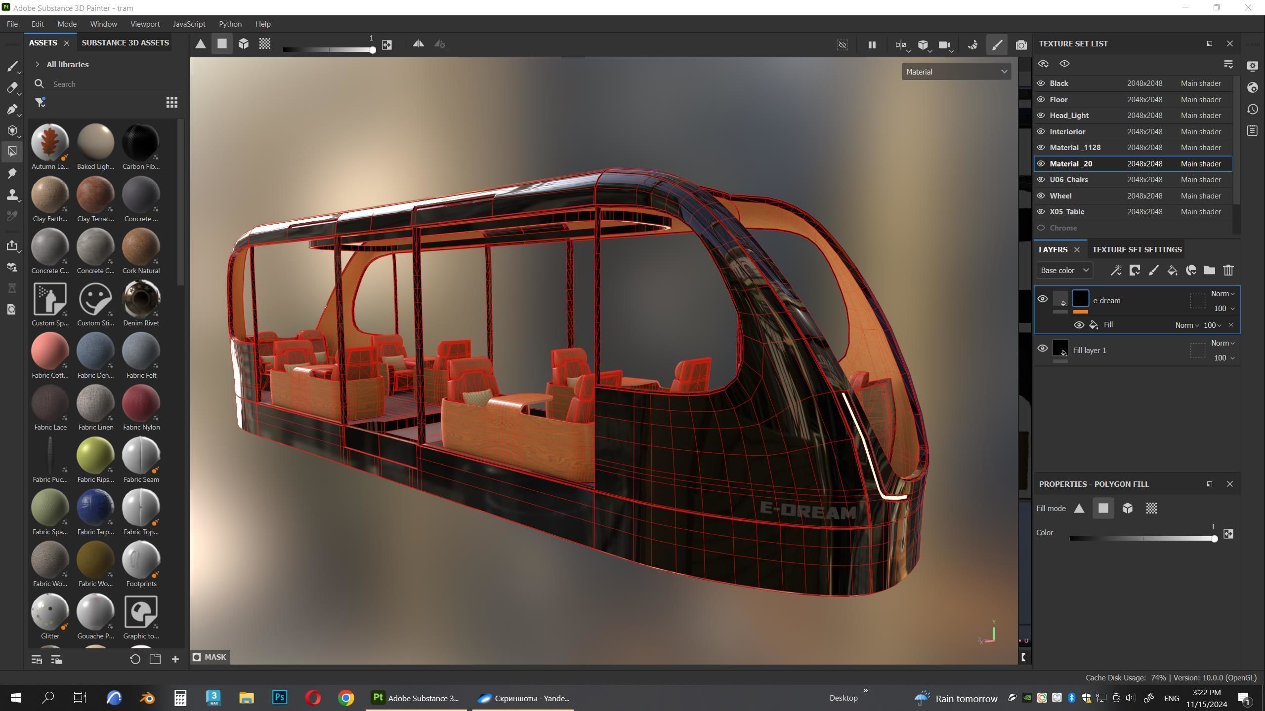 M0022 Medium poly vehicle 3d model Futuristic Tram Low-poly 3D model_16
