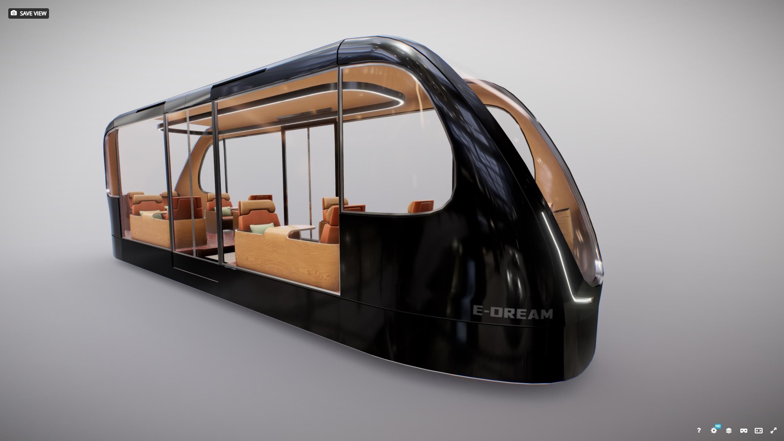 M0022 Medium poly vehicle 3d model Futuristic Tram Low-poly 3D model_2