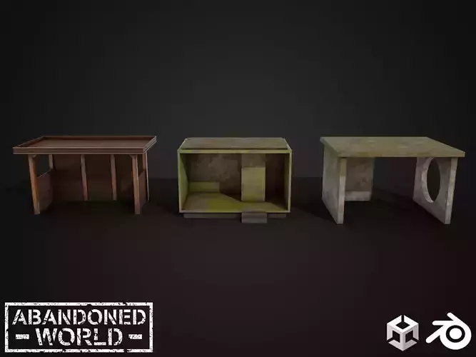 Soviet bus stops Low-poly 3D model