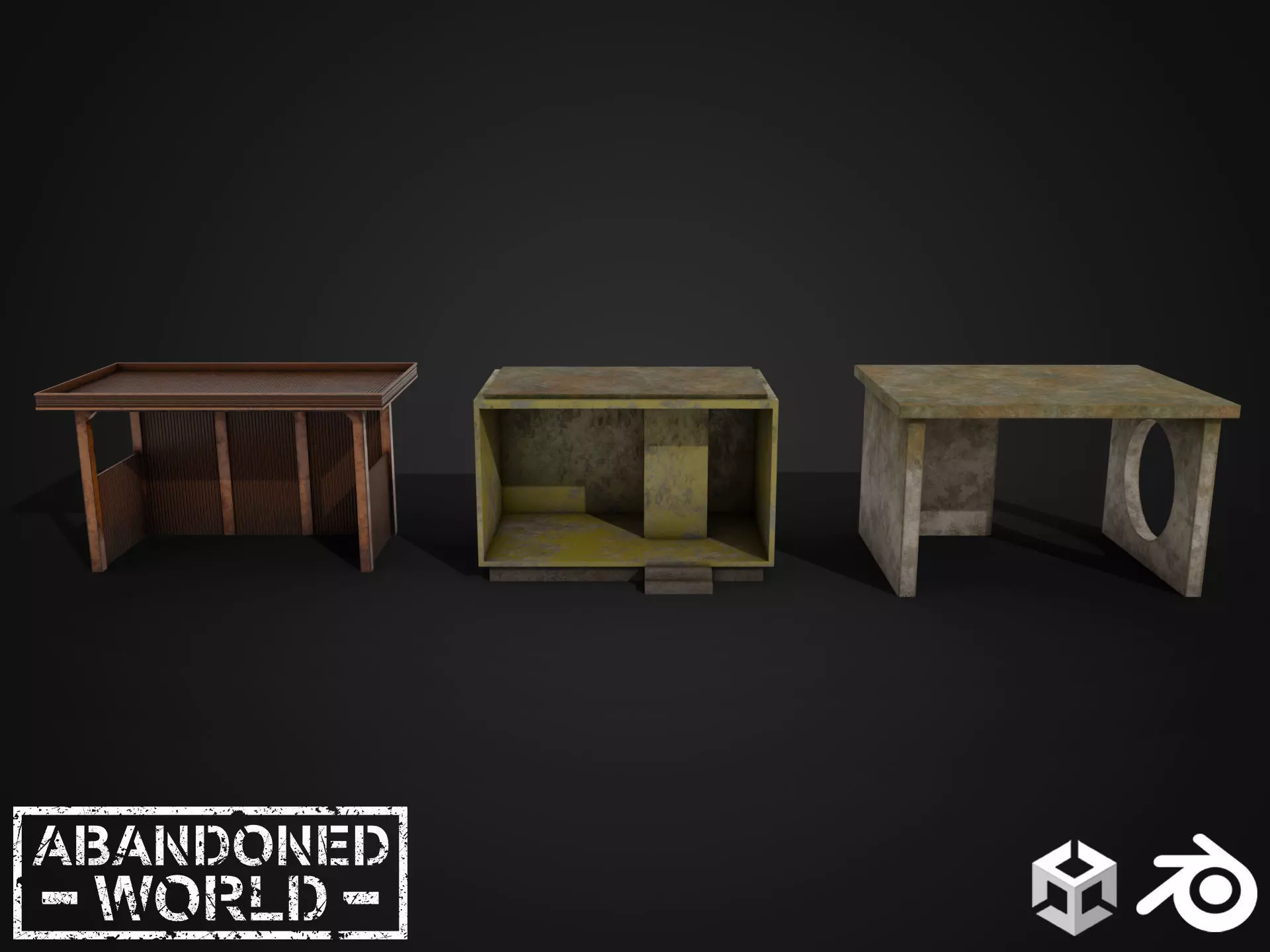 Soviet bus stops Low-poly 3D model_0