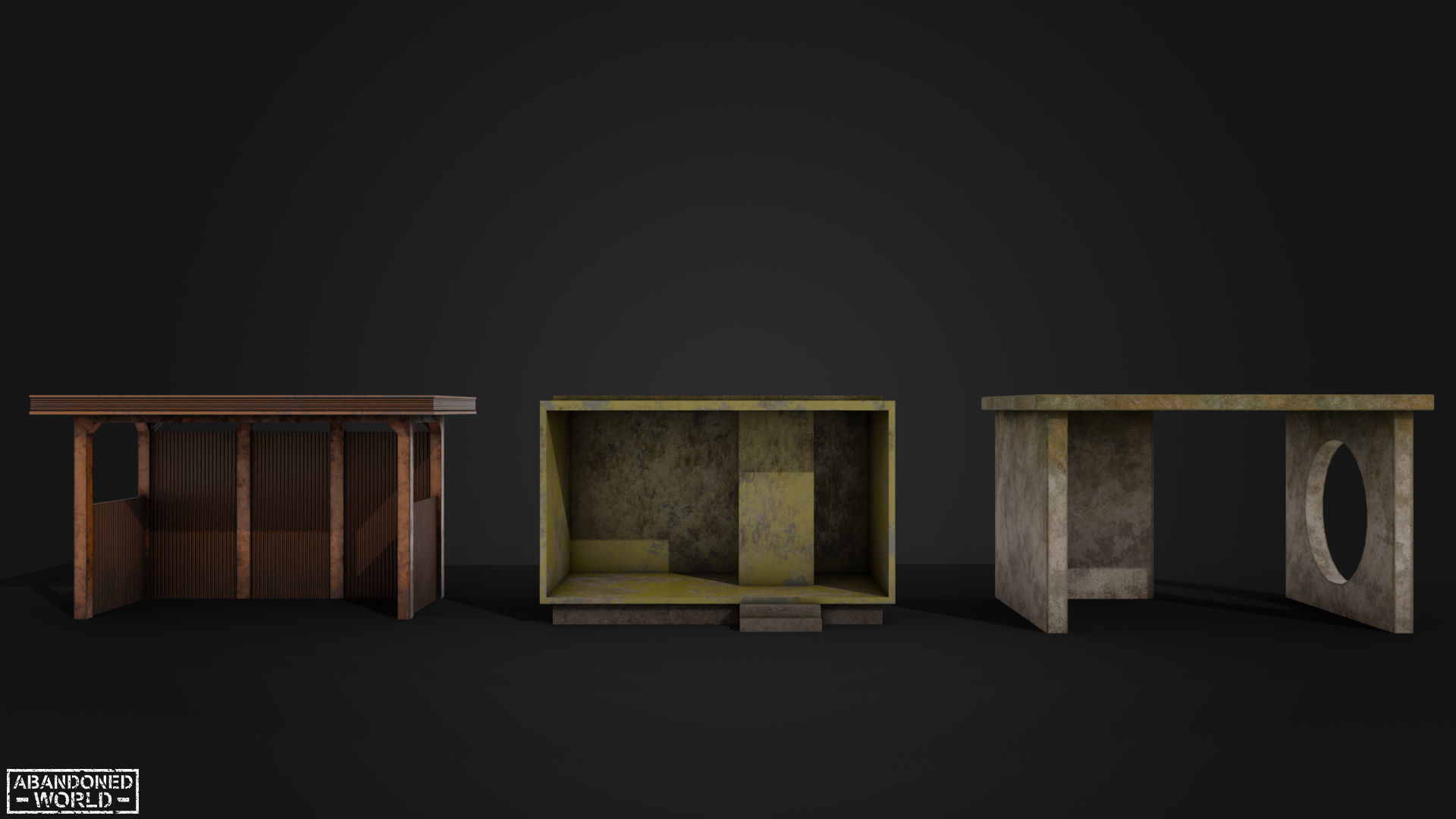 Soviet bus stops Low-poly 3D model_7