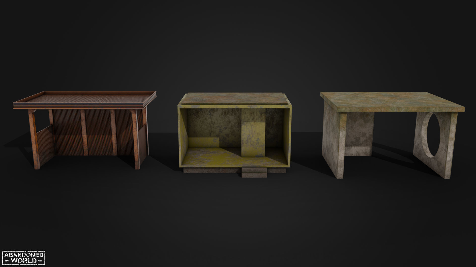 Soviet bus stops Low-poly 3D model_1