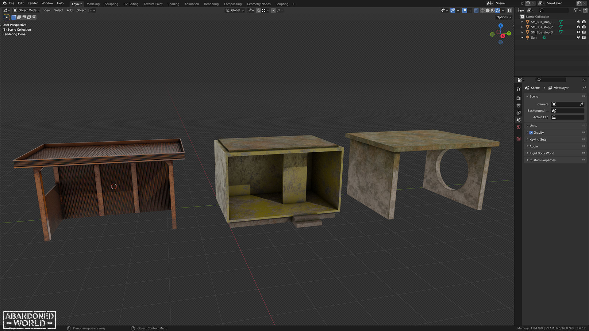 Soviet bus stops Low-poly 3D model_8