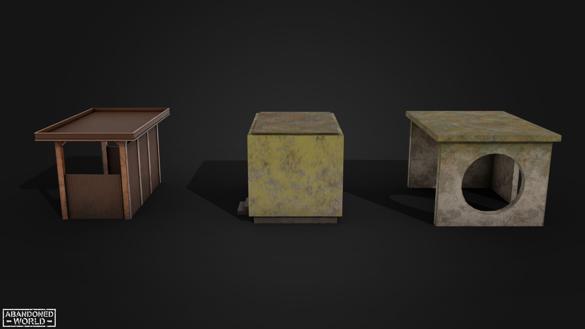 Soviet bus stops Low-poly 3D model_6