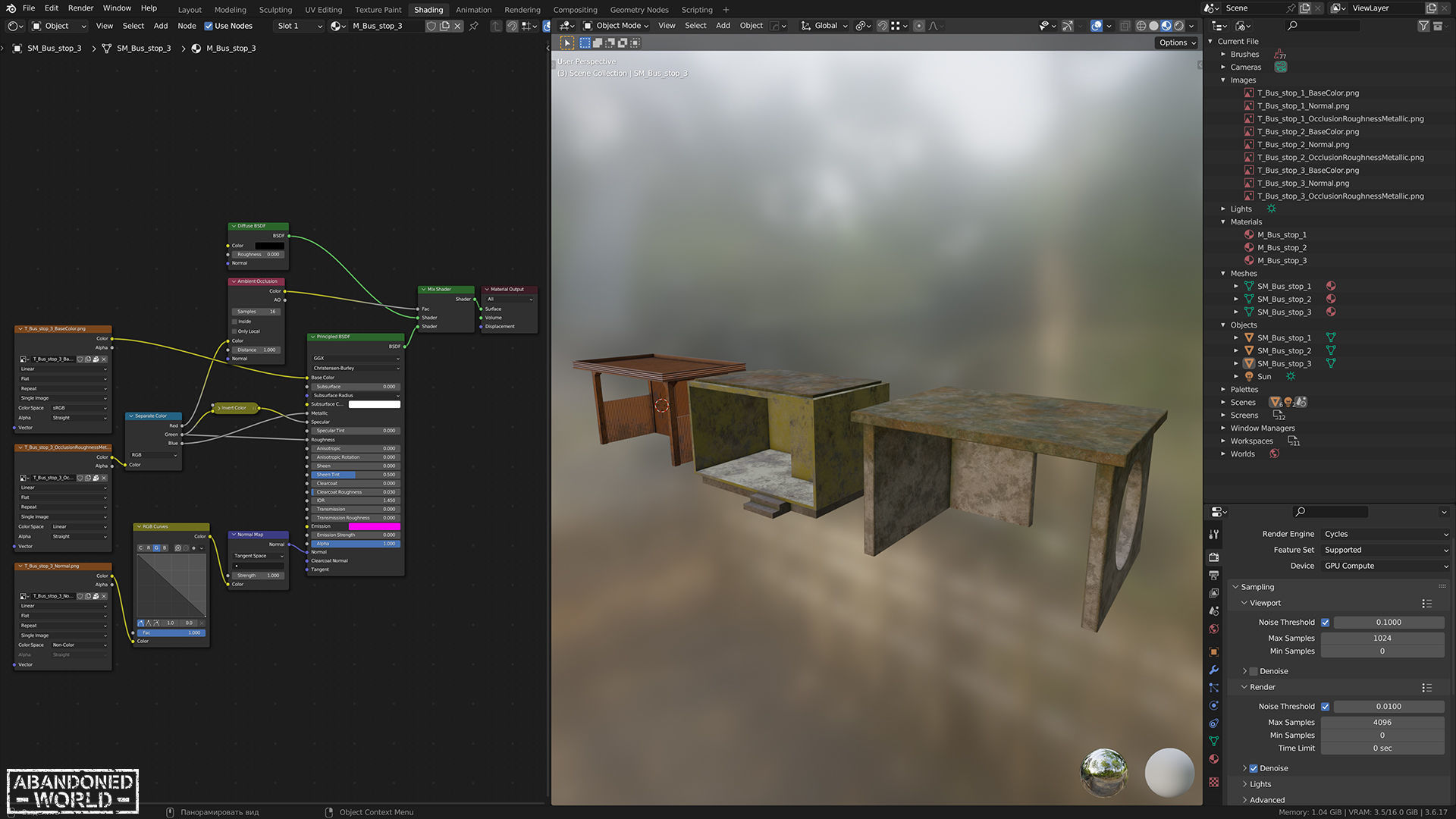 Soviet bus stops Low-poly 3D model_10