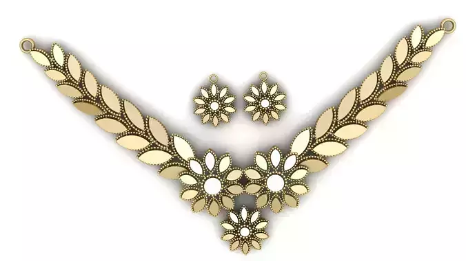 SUNFLOWER STYLE NECKLACE SET 3D PRINTABLE MODEL