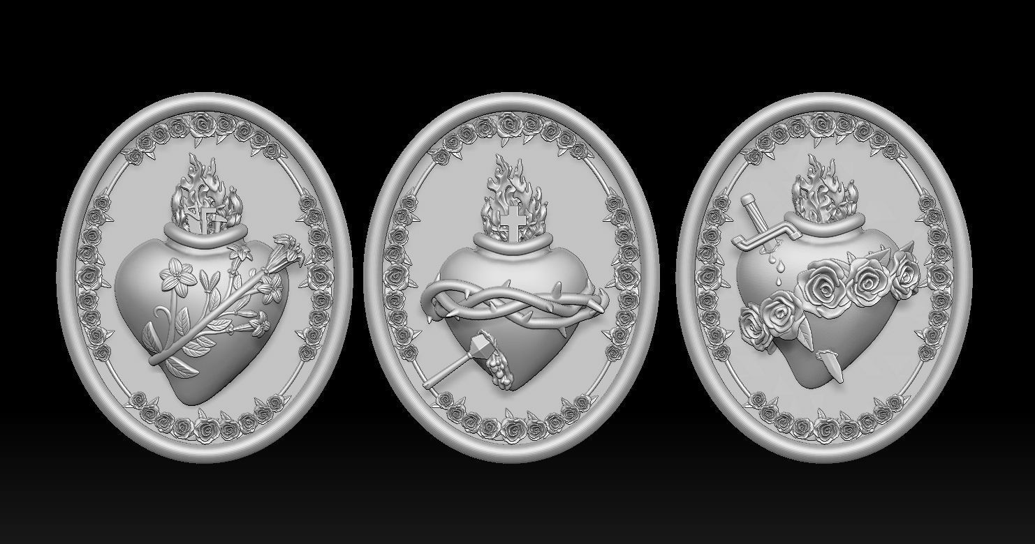Three sacred hearts 3D print model 3D Model Collection_2