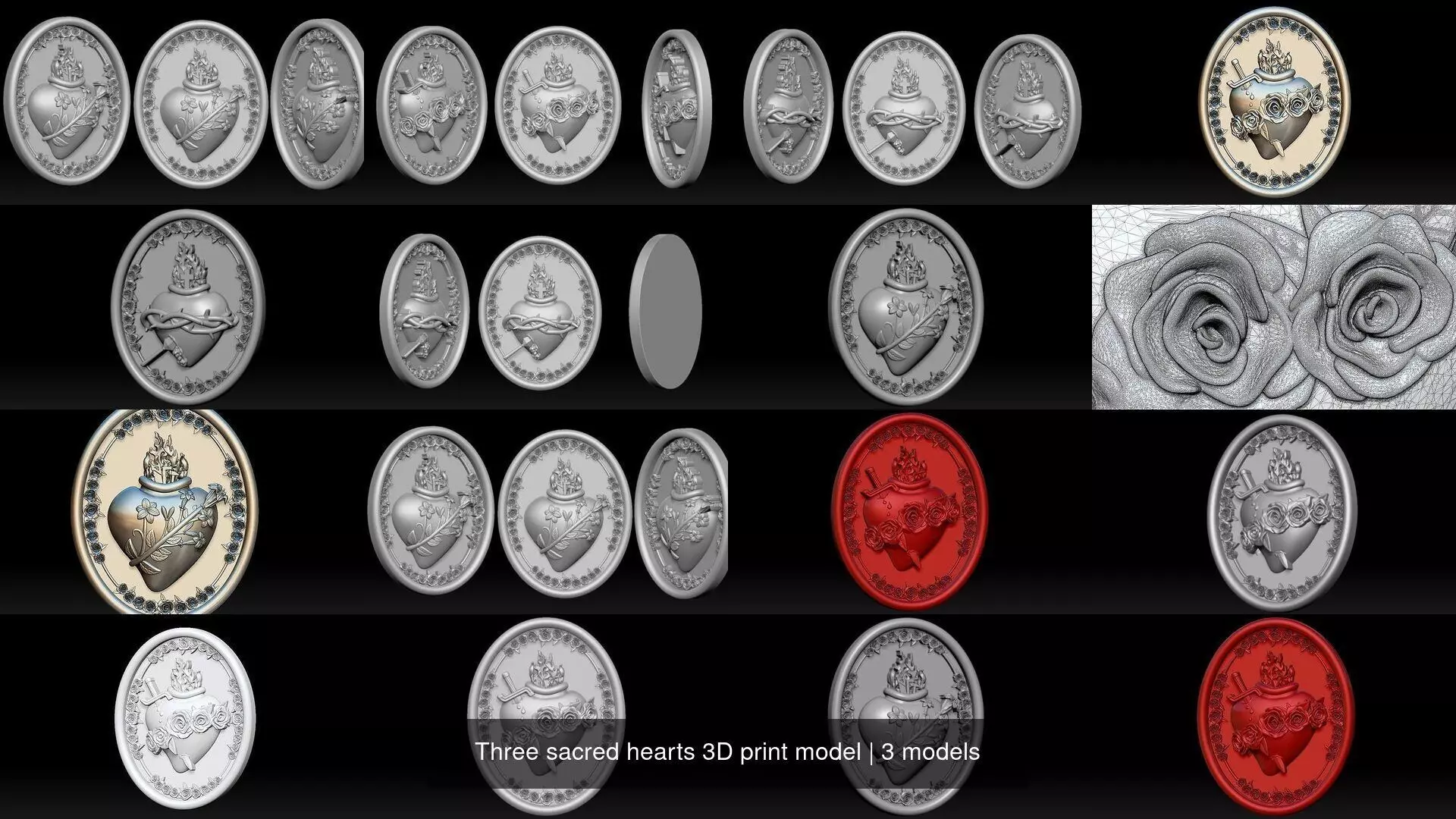 Three sacred hearts 3D print model 3D Model Collection_1