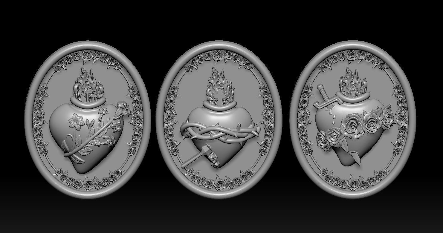 Three sacred hearts 3D print model 3D Model Collection_6