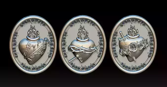 Three sacred hearts 3D print model
