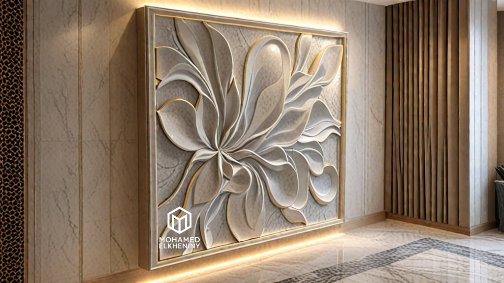 modern panel wall decor set wall relief mural CNC 129  3D model_9