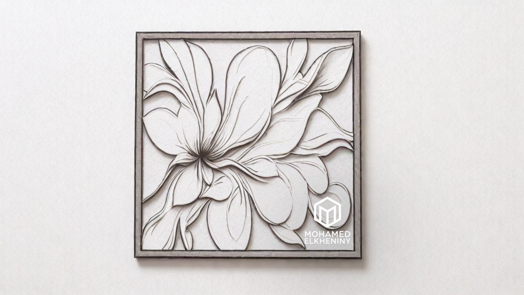 modern panel wall decor set wall relief mural CNC 129  3D model_4