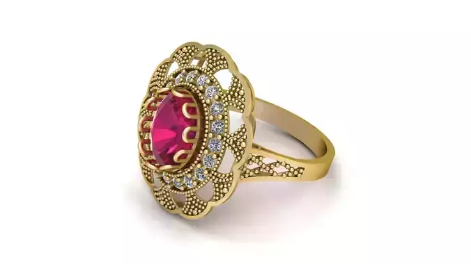 RED RUBY PRECIOUS RING 3D PRINTABLE MODEL 3D print model