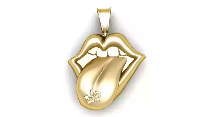 MOUTH TOUNGH FLOWER DESIGN PENDANT 3D PRINTABLE MODEL