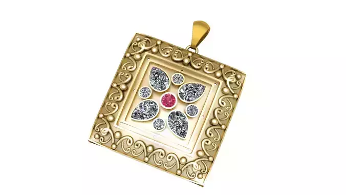 BYZANTINE SQUARE PENDANT 3D PRINTABLE MODEL