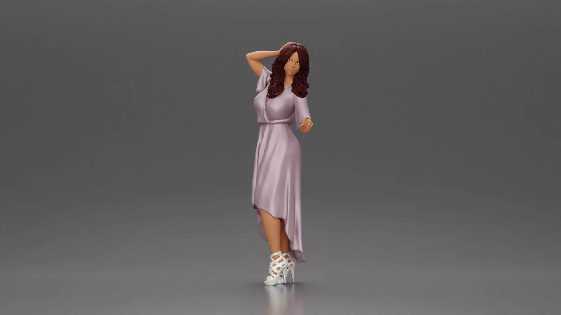 girl in a long wedding dress and heels posing attractively 3D print model
