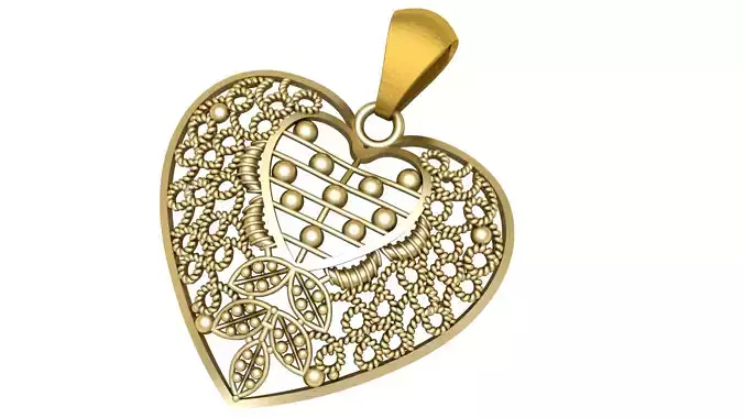 PRECIOUS DESIGN HEART PENDANT 3D PRINTABLE MODEL