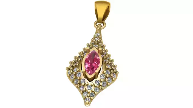 PINK SAPPHIRE AND DIAMOND PENDANT 3D PRINTABLE MODEL