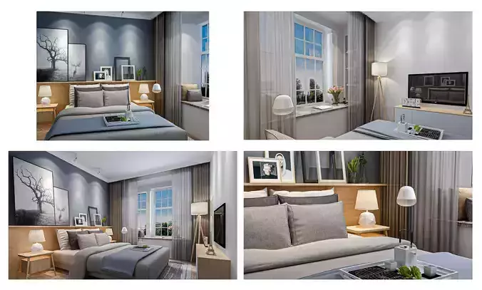 Serene Retreat Cozy 3D Bedroom Model-Emphasize Cozy and Inviting 3D model