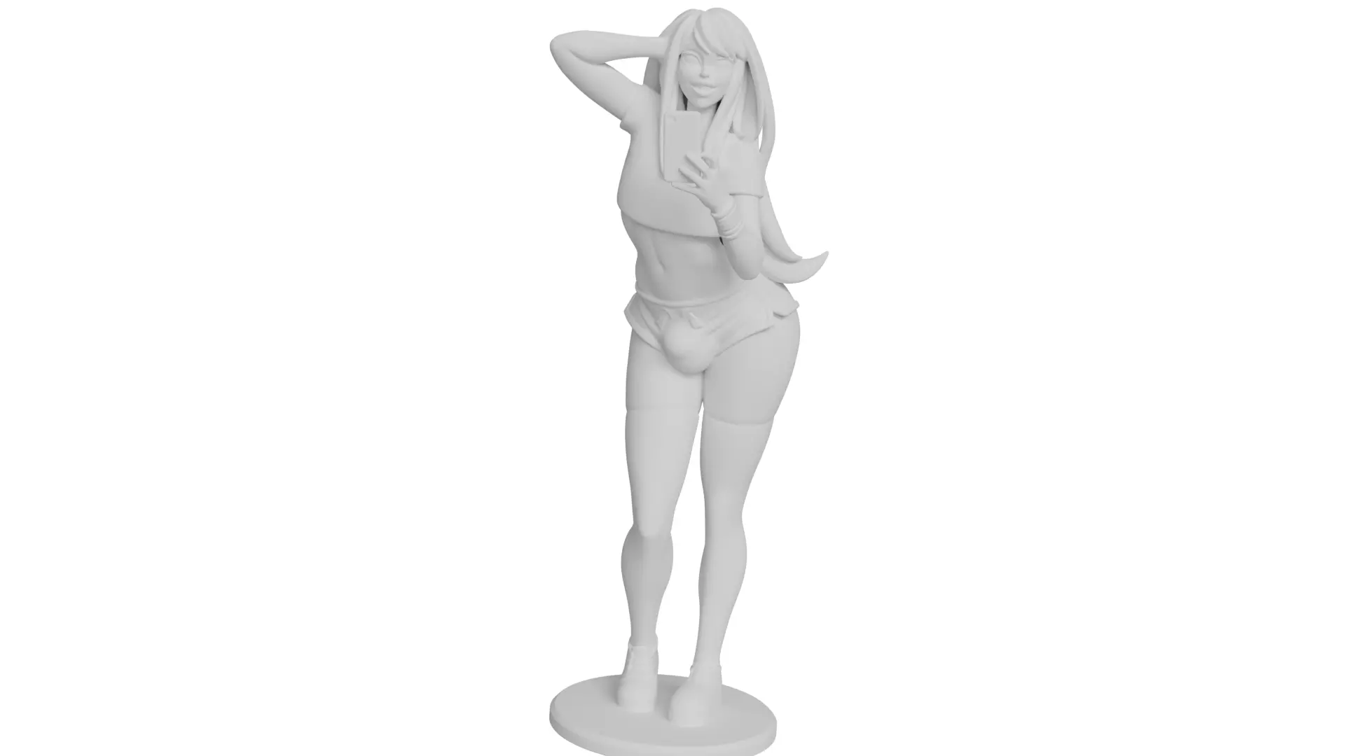 Girl capturing the selfie 3D model 3D print model