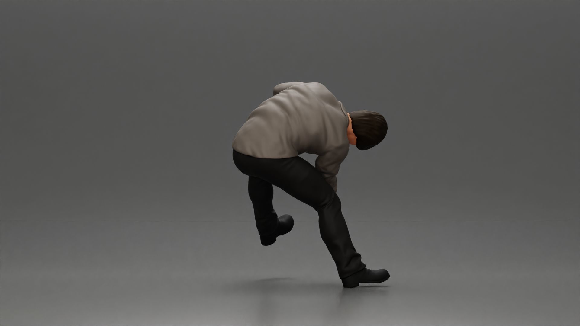 Man sitting on a vintage motorcycle checking it for restoration 3D print model_14