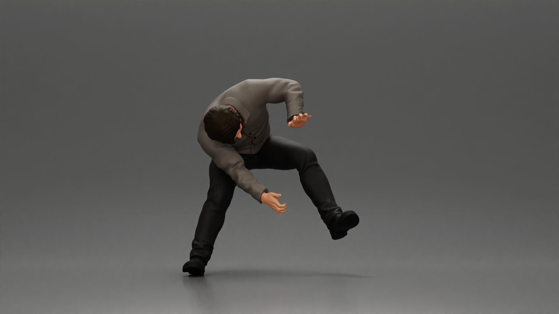 Man sitting on a vintage motorcycle checking it for restoration 3D print model_1