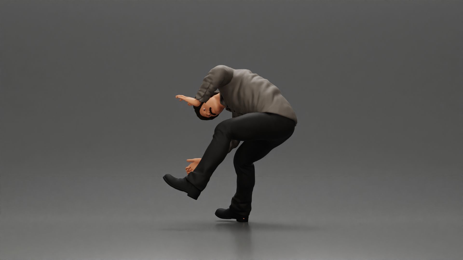 Man sitting on a vintage motorcycle checking it for restoration 3D print model_16