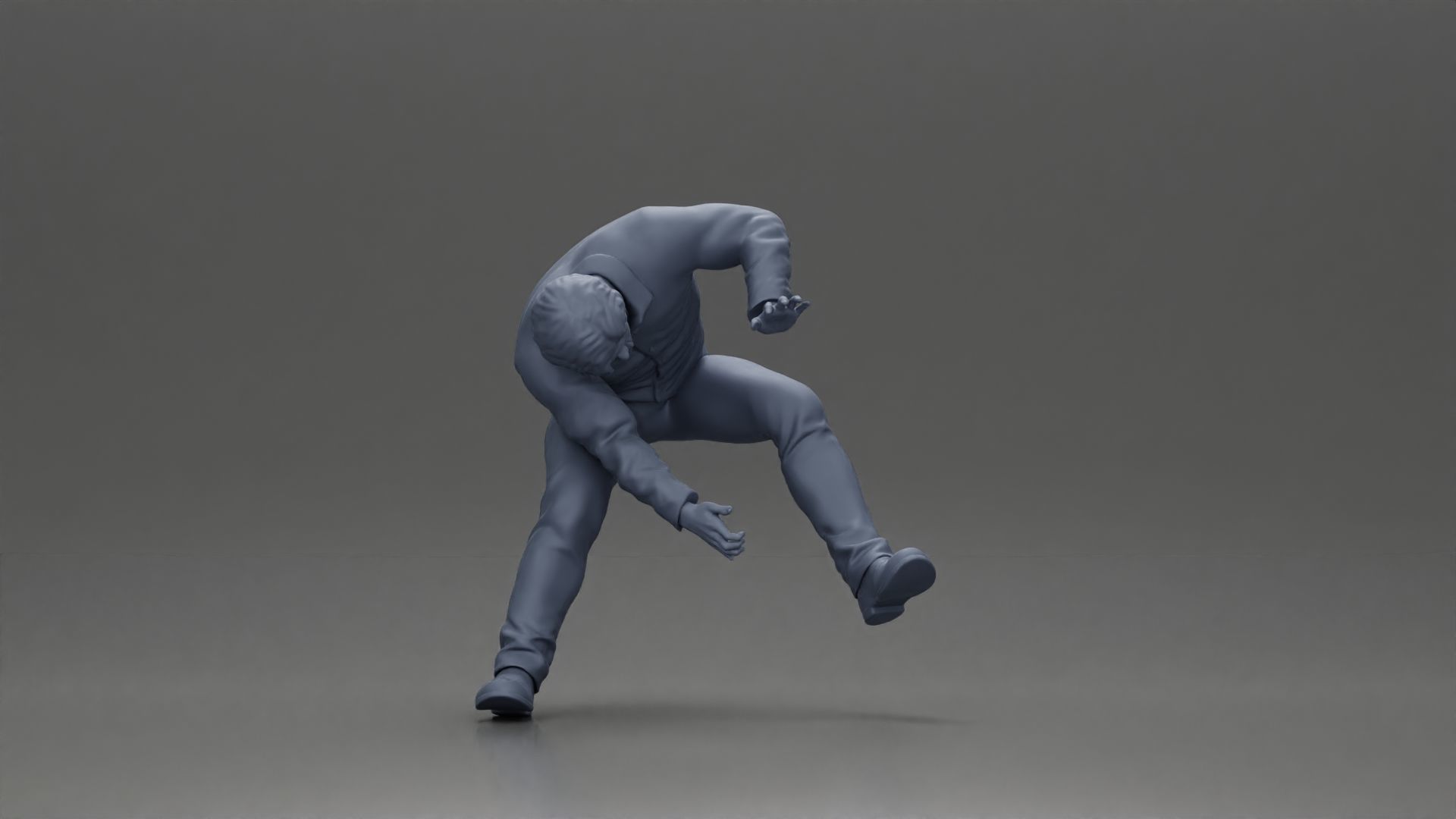 Man sitting on a vintage motorcycle checking it for restoration 3D print model_18