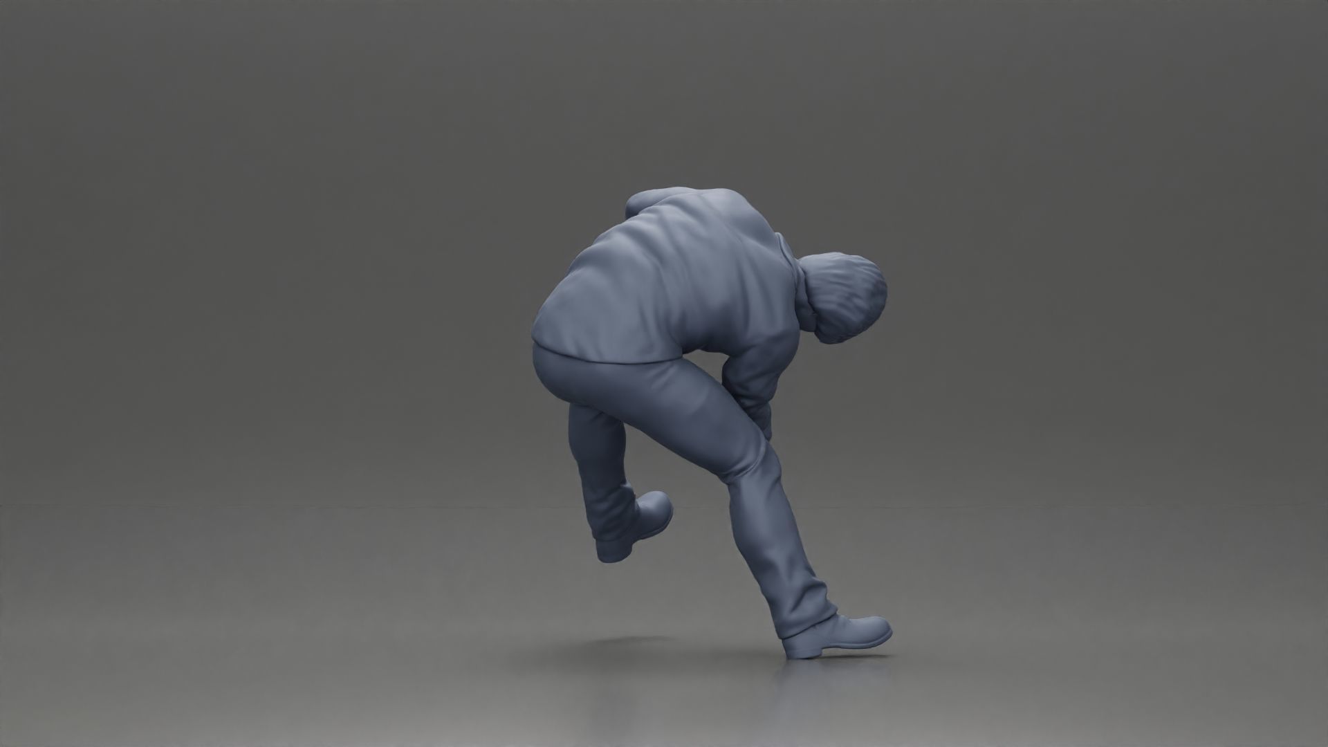 Man sitting on a vintage motorcycle checking it for restoration 3D print model_20