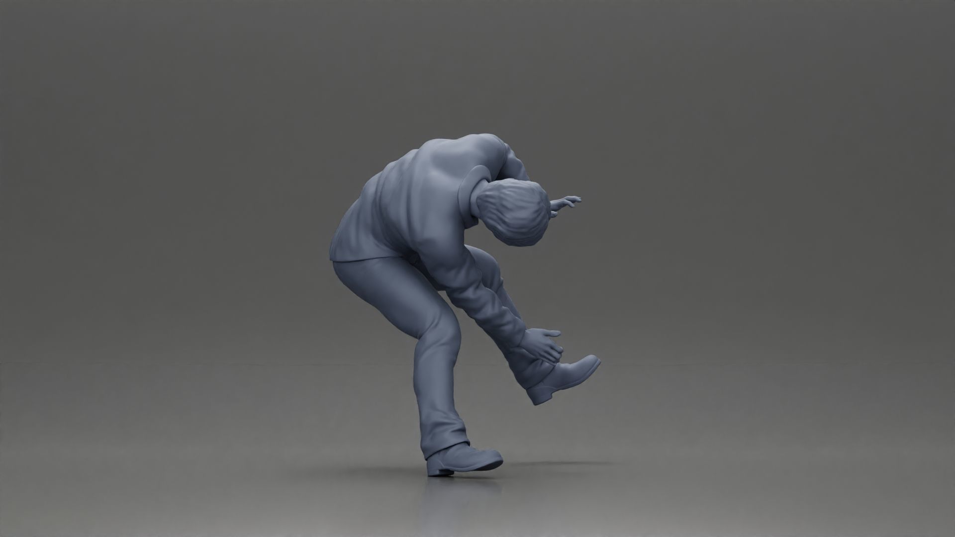 Man sitting on a vintage motorcycle checking it for restoration 3D print model_19