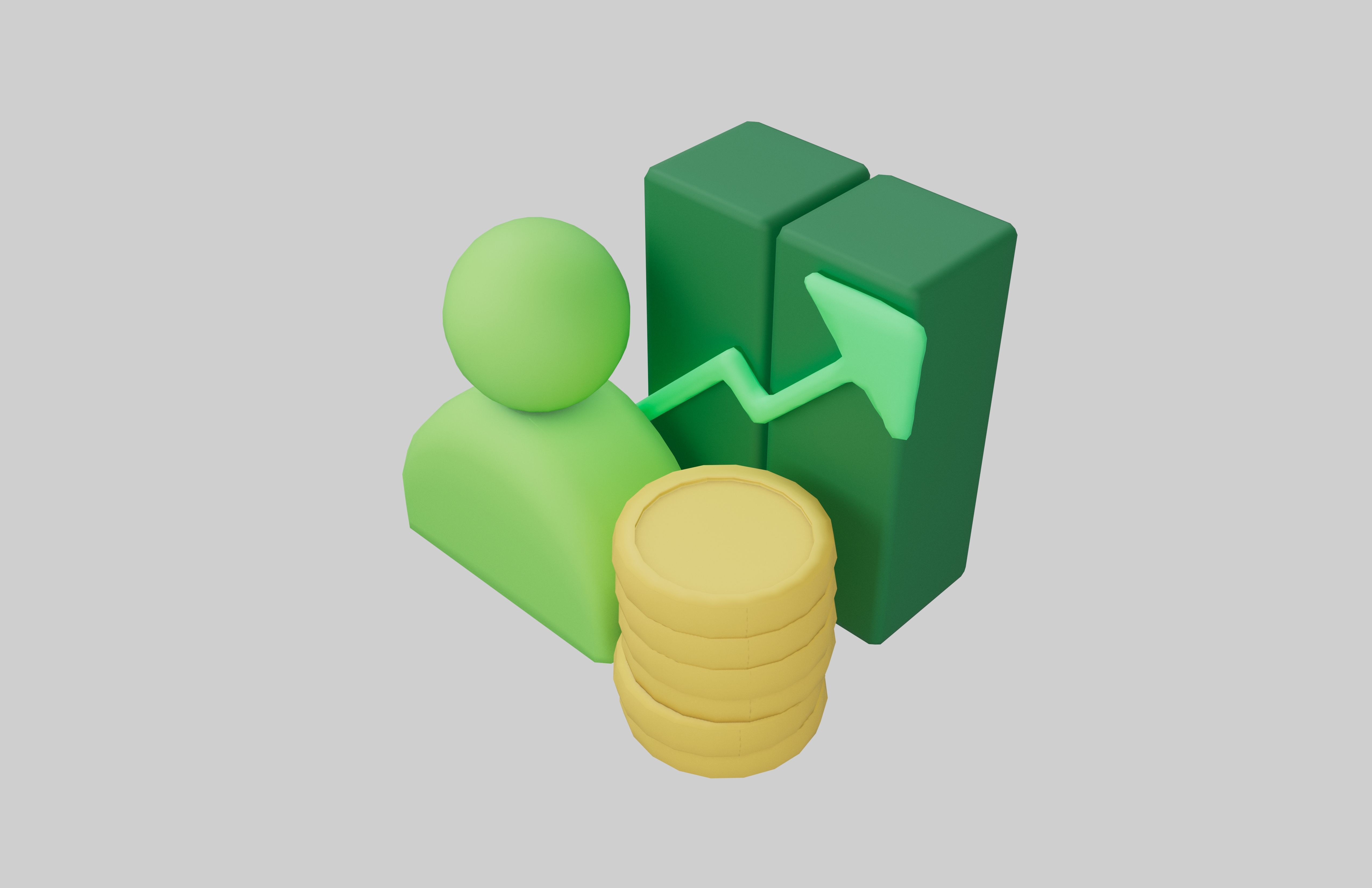 Salary Increase Icon v1 002 Low-poly 3D model_2