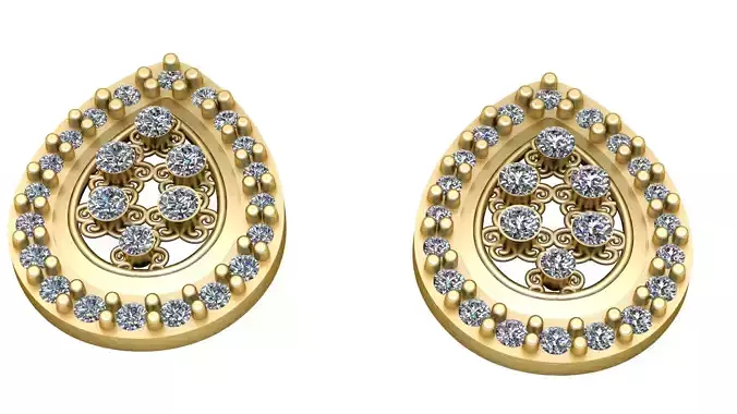 DIAMOND PEAR SHAPE EARRING 3D PRINTABLE MODEL