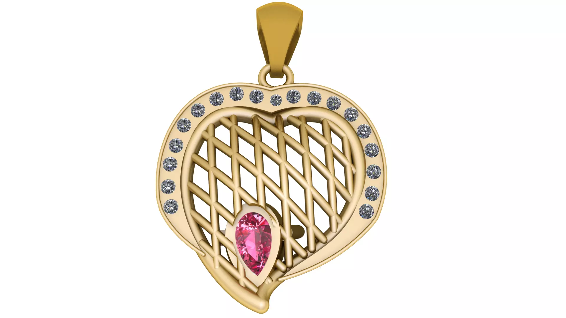 PINK SAPPHIRE HEART PENDANT 3D PRINTABLE MODEL 3D print model